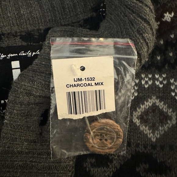 i Jeans by Buffalo NWT Small Gray w/Fair Isle Print Wool Blend Mockneck Sweater - Picture 4 of 5